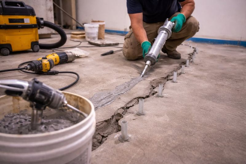 Cracked Basement Floor Repair in Minot, ND